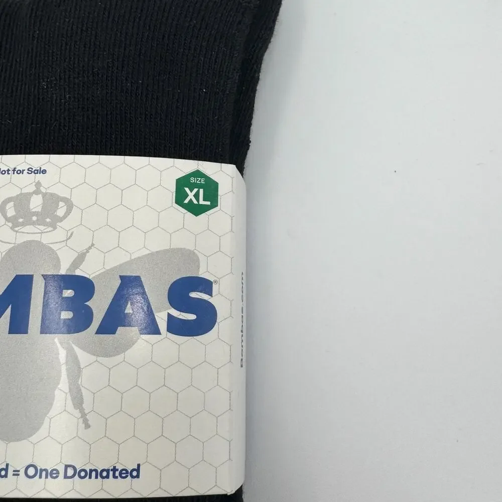 Bombas‎ XL Black Crew Calf Socks Cushioned Arch Support Athletic 2 Pair NEW
